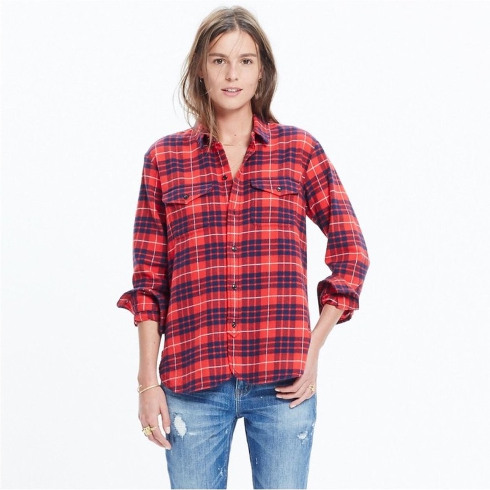 Madewell cotton cargo work shirt plaid